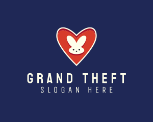Valentine - Cute Heart Rabbit logo design