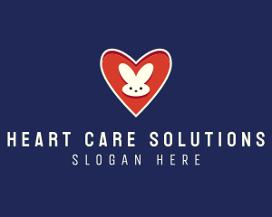 Cute Heart Rabbit logo design