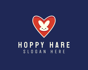 Cute Heart Rabbit logo design