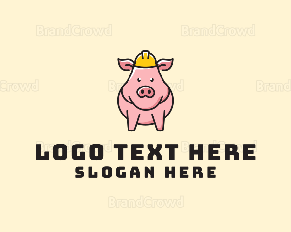 Construction Worker Pig Logo