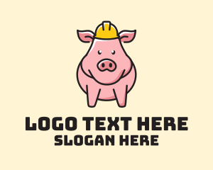 Pig - Construction Worker Pig logo design