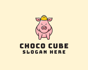 Employee - Construction Worker Pig logo design