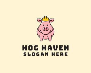 Hog - Construction Worker Pig logo design