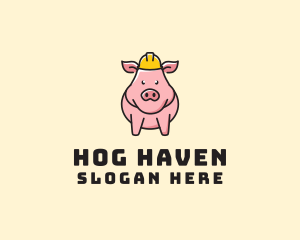 Construction Worker Pig logo design