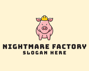 Construction Worker Pig logo design