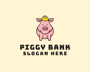 Pig - Construction Worker Pig logo design