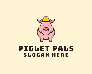 Piglet - Construction Worker Pig logo design