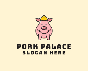 Construction Worker Pig logo design