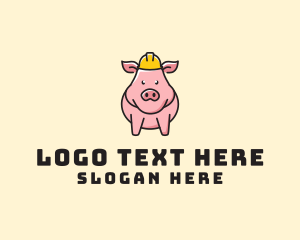Worker - Construction Worker Pig logo design