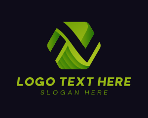 Hexagon - 3D Hexagon Wave Business Letter N logo design