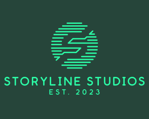 Futuristic Digital Letter S Studio logo design