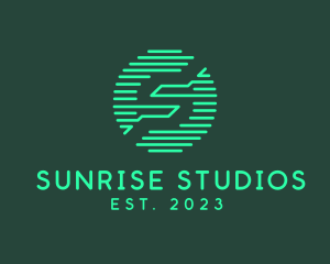 Futuristic Digital Letter S Studio logo design