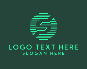 Futuristic Digital Letter S Studio Logo