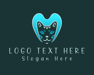 Kitten - Blue Cat Letter M logo design