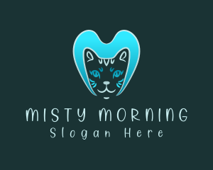 Blue Cat Letter M logo design