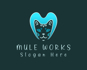 Blue Cat Letter M logo design