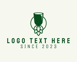 Hops - Glass Cup Beer Brewery logo design