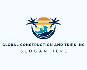 Palm Tree - Beach Surfing Resort logo design