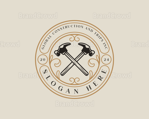 Hammer Construction Carpentry Builder Logo