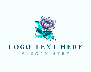 Peach Blossom - Louisiana Magnolia Flower logo design