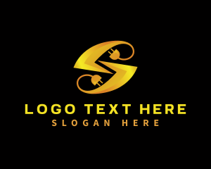 Lineman - Plug Lightning Electricity Letter S logo design
