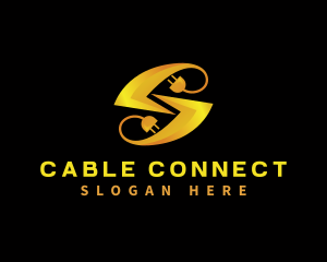 Cable - Plug Lightning Electricity Letter S logo design