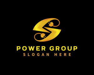 Power Cable - Plug Lightning Electricity Letter S logo design