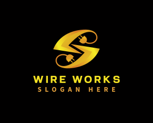 Wire - Plug Lightning Electricity Letter S logo design