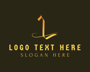 Calligrapher - Golden Elegant Letter L logo design