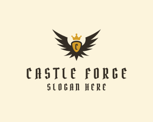 Winged Medieval Crest logo design