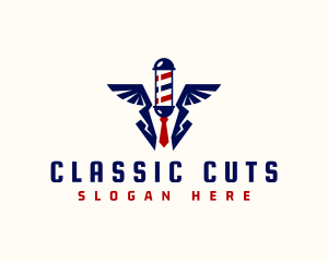 Barber Wings Groomer logo design