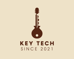 Brown Guitar Key  logo design