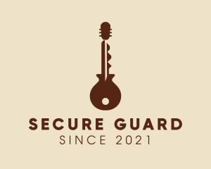Music Store - Brown Guitar Key logo design