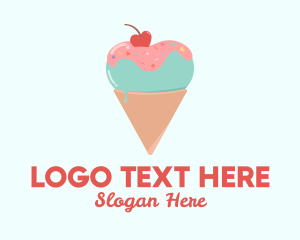 Cone - Heart Ice Cream logo design