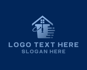 Clean - Home Cleaning Bucket logo design