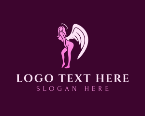 Strip Club - Naughty Lady Angel logo design