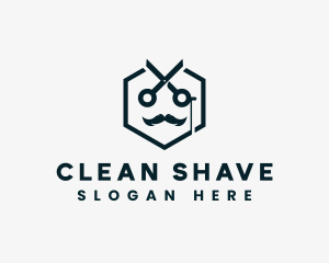 Shave - Scissor Mustache Grooming logo design