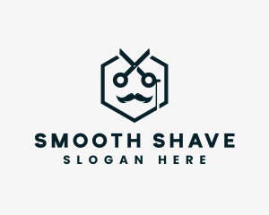 Shave - Scissor Mustache Grooming logo design