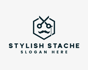 Mustache - Scissor Mustache Grooming logo design