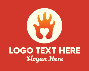 Fiery - Burning Hand Heart logo design