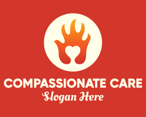 Caring - Burning Hand Heart logo design
