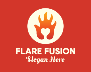 Flare - Burning Hand Heart logo design