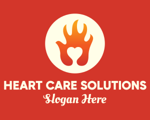 Burning Hand Heart logo design