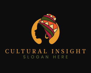 African Woman Turban logo design