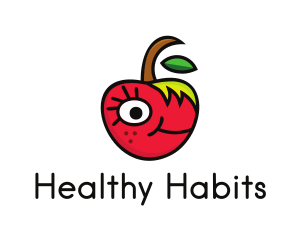 Nutrition - Apple Face Cartoon logo design