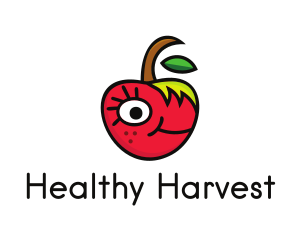Nutrition - Apple Face Cartoon logo design