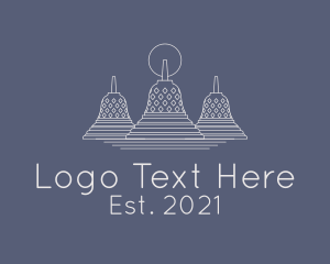 Indonesia - Borobudur Temple Line Art logo design