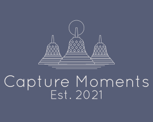 Destination - Borobudur Temple Line Art logo design
