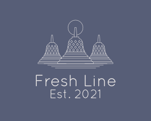 Borobudur Temple Line Art  logo design