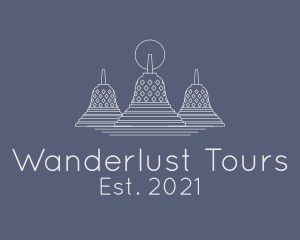 Borobudur Temple Line Art  logo design